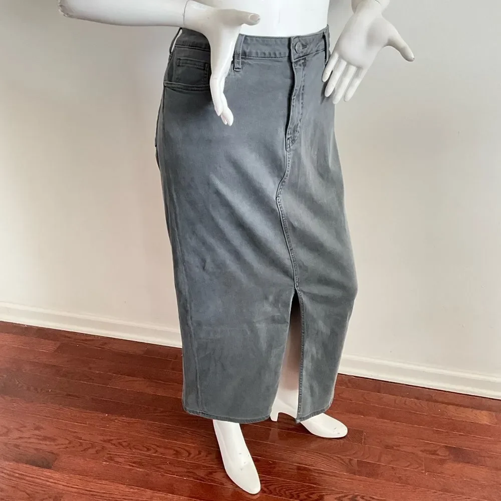 Kut From The Kloth Kendra Denim Midi skirt Front Slit Gray 6 - Picture 9 of 9